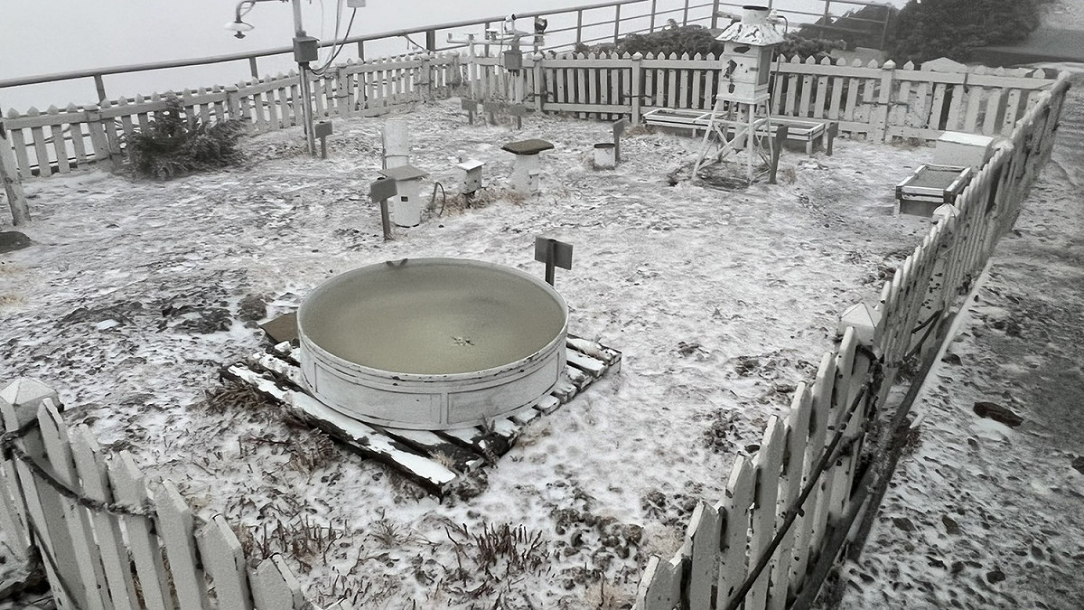 玉山6時5分下雪。 圖：中央氣象局／提供