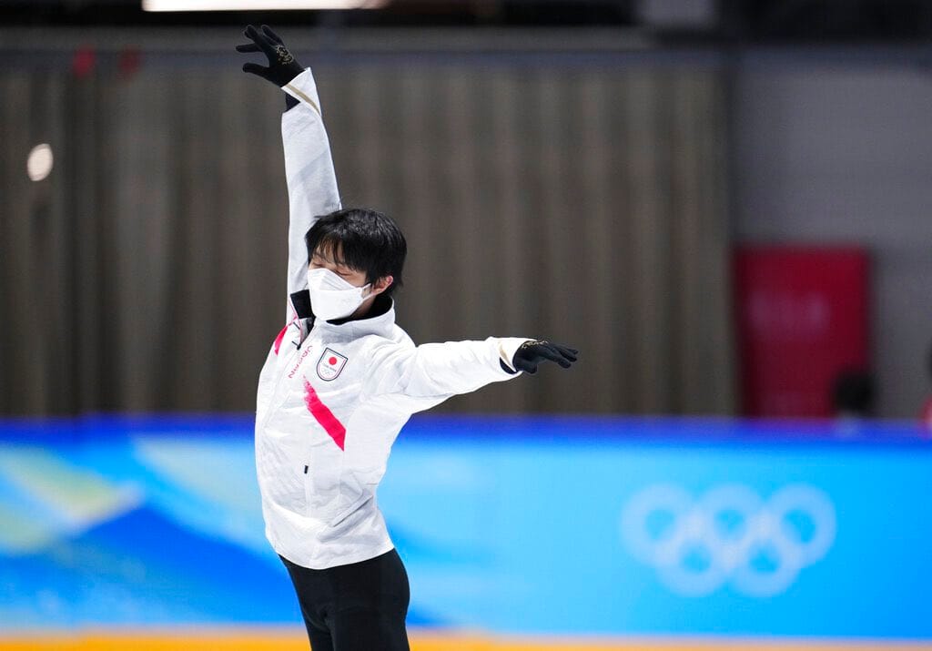 羽生結弦2月13日在北京東奧進行練習。 圖：翻攝自羽生結弦推特