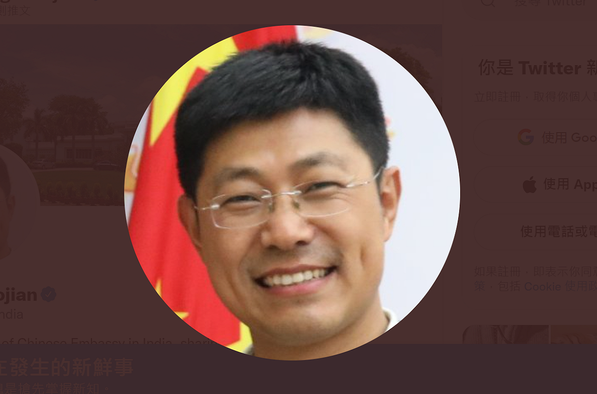 中國駐印度大使館發言人王小劍。 圖：擷取自王小劍推特