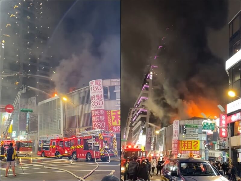 台北市西門町商圈一棟建物今（16）天晚發生火警，現場濃煙密布。 圖：翻攝臉書