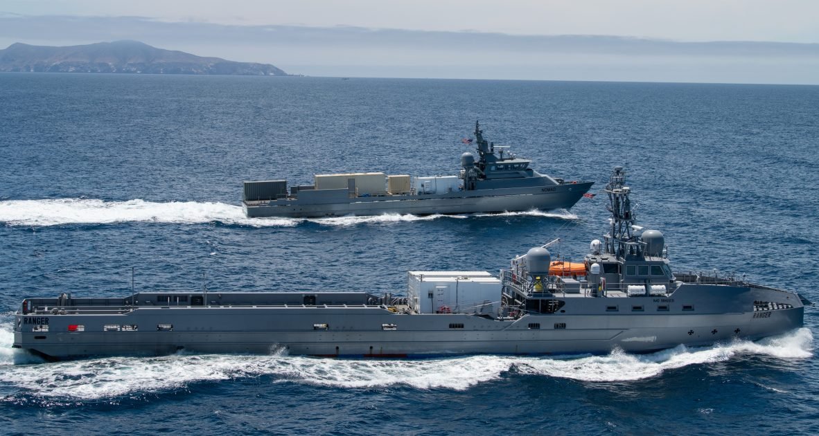 美軍先前曾測試搭載「模組化」NSM海軍打擊飛彈的中型無人運輸船USV Ranger和Nomad。 圖：翻攝US Navy