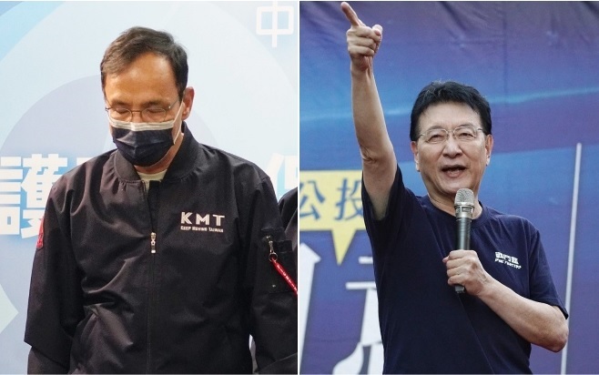 國民黨主席朱立倫、中廣董事長趙少康。 圖：張良一/攝（資料照/）