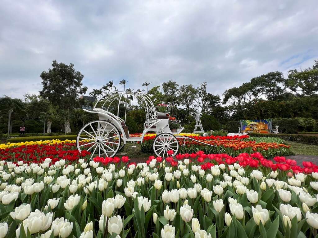 荷蘭風車、木鞋與鬱金香建構成浪漫的「荷蘭童話故事村」。 圖：台北市政府／提供