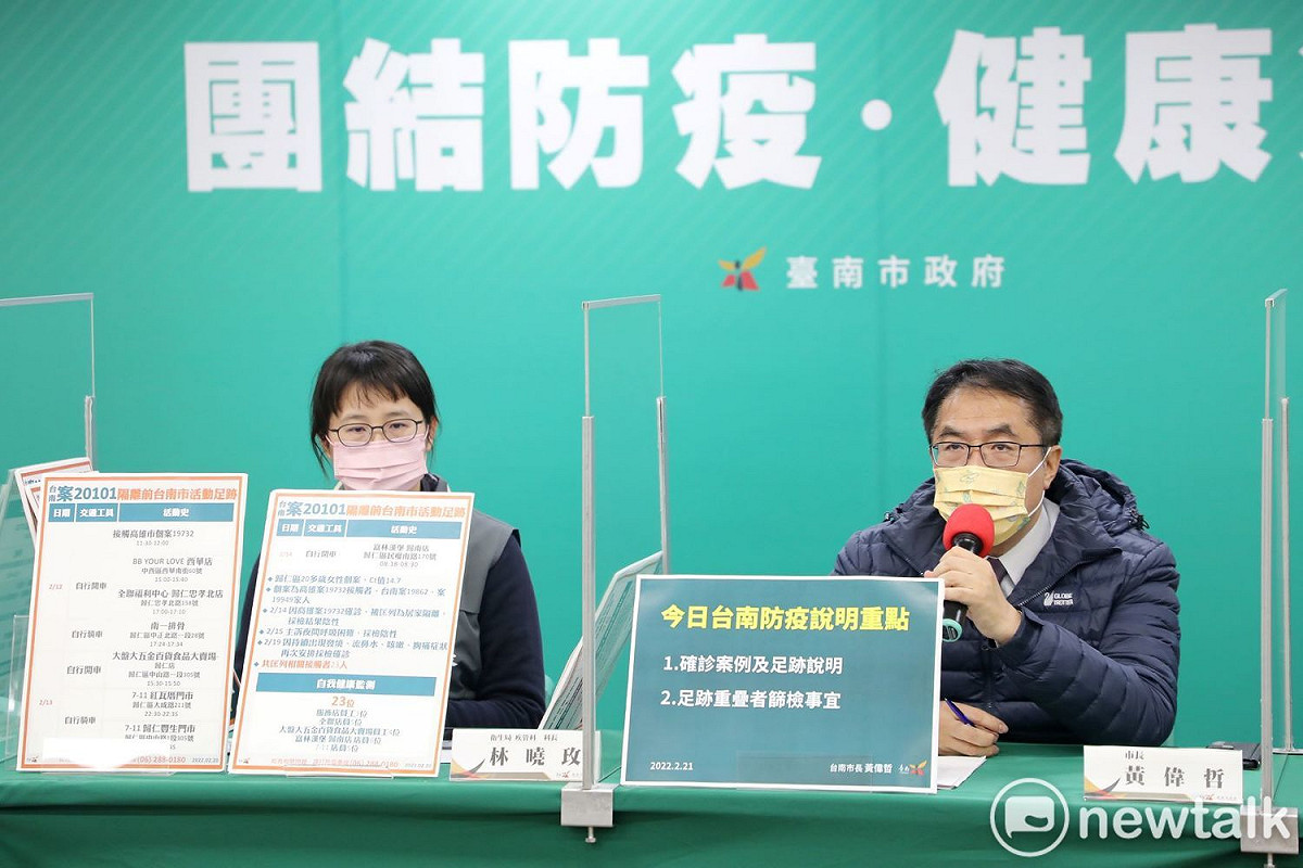台南市長黃偉哲表示，案20164因高雄案19732確診，於2月14日被匡列為居家隔離，當天採檢為陰性，19日時出現發燒及流鼻水等症狀，再次採檢後確診。 圖：黃博郎／攝