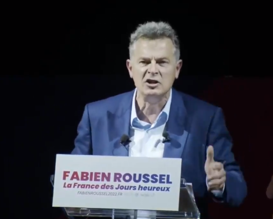 法國共產黨總統候選人魯塞（Fabien Roussel）稱「台灣屬於中國」挨轟無知到極點。 截自Fabien Roussel Twitter影片（資料照）