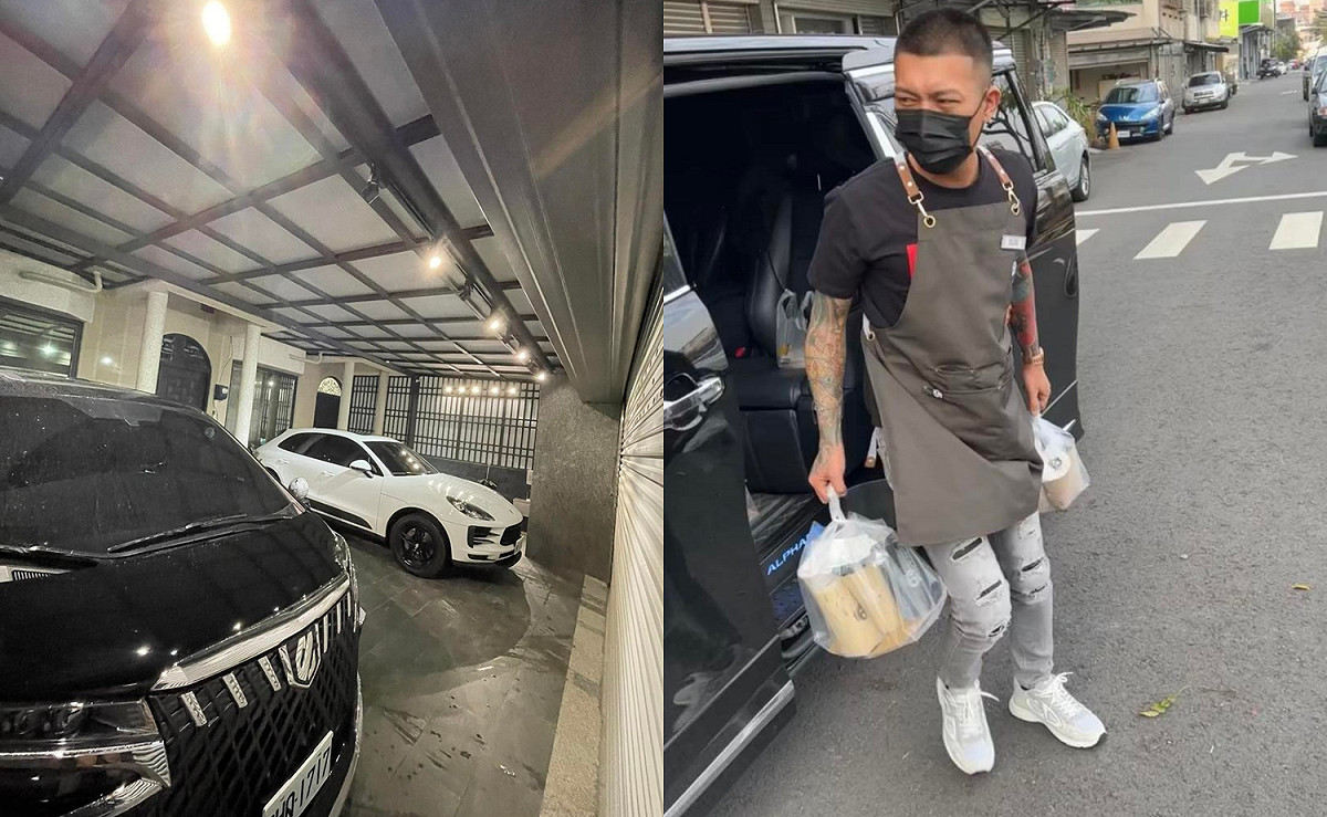 鳳梨開百萬名車送飲料外送。 圖：翻攝自鳳梨IG(@yi0107)