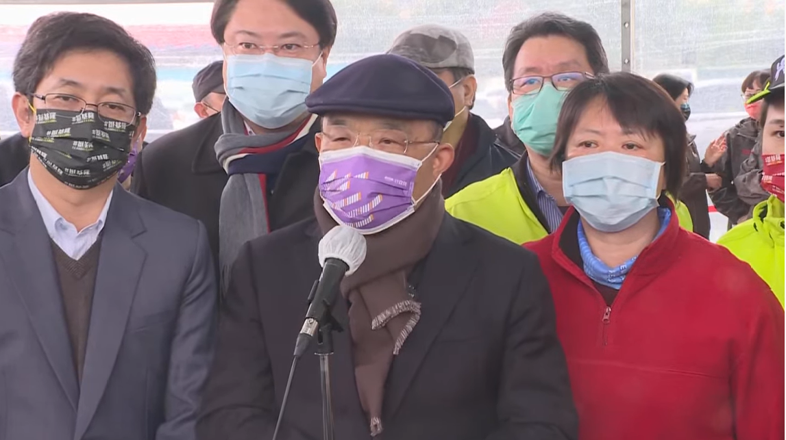 行政院長蘇貞昌今（22）天上午視察「基隆捷運計畫」前受訪。 圖：擷自直播畫面