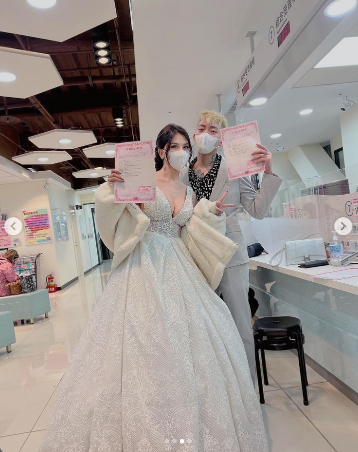 蕾菈21日與男友湯宇結婚。 圖：翻攝自蕾菈IG