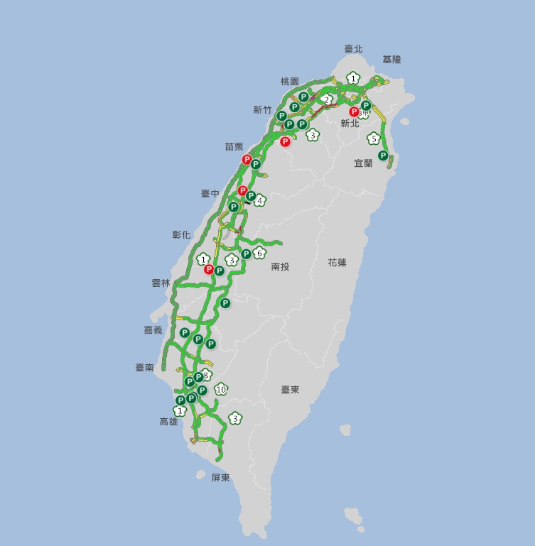 國道上午8時30分已有多處出現壅塞。 圖/高公局