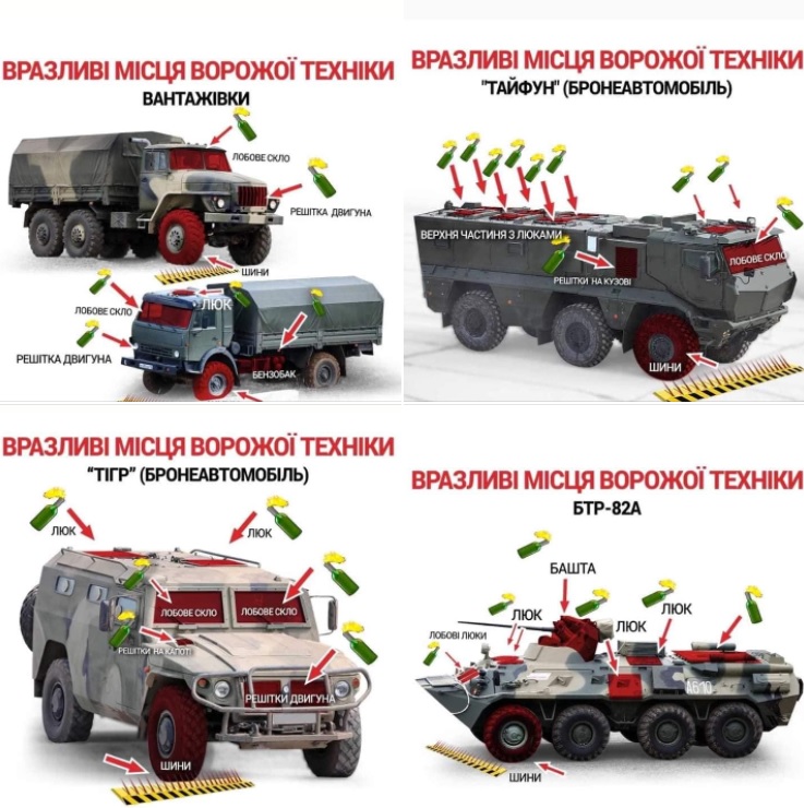 烏克蘭軍方教導民眾俄軍各式軍用車輛弱點。 圖: General Staff of the Armed Forces of Ukraine