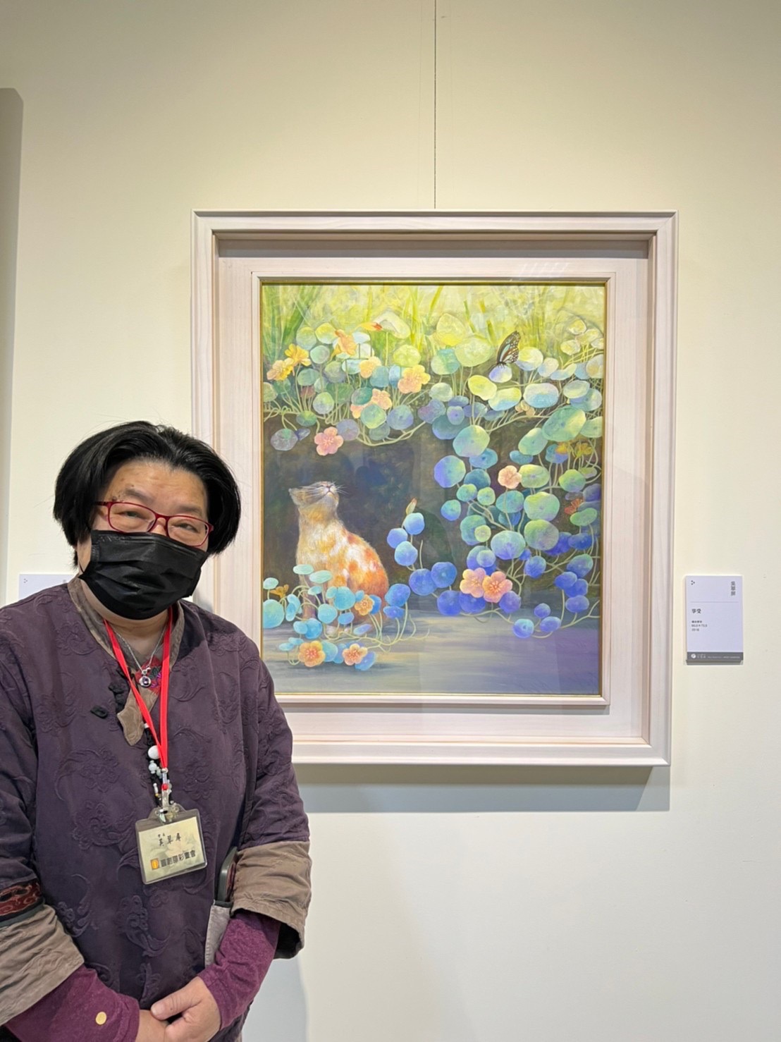 「風華正盛－圓創膠彩畫會聯展」會長吳翠萍作品《享受》。 圖：新北市文化局提供