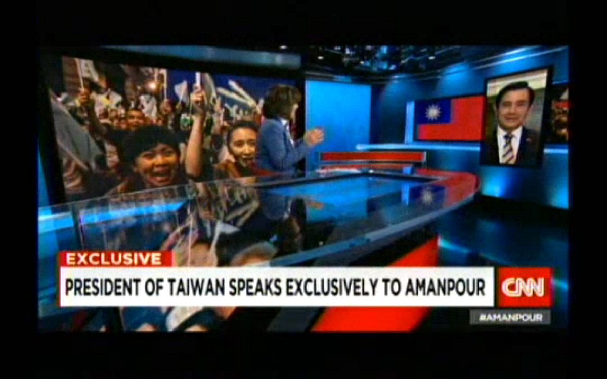 馬英九總統接受美國CNN連線專訪。 圖：翻攝自CNN