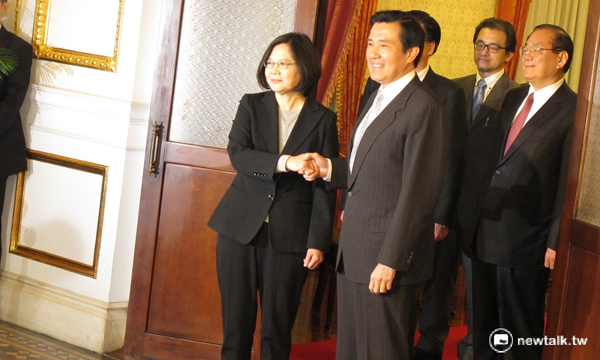 總統馬英九30日與總統當選人蔡英文在台北賓館會面。 圖：林朝億/攝
