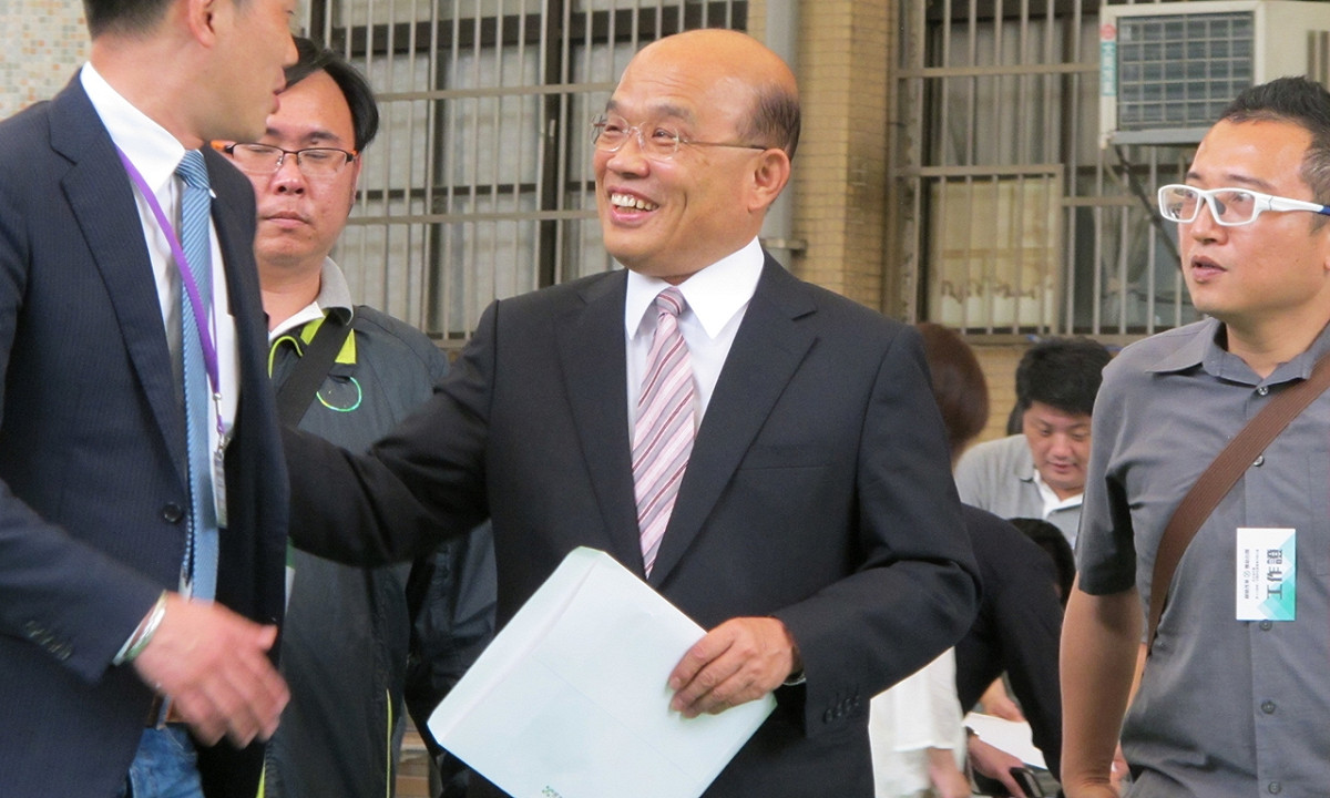 前行政院長蘇貞昌9日出席民進黨全國黨代表大會。 圖：林朝億/攝