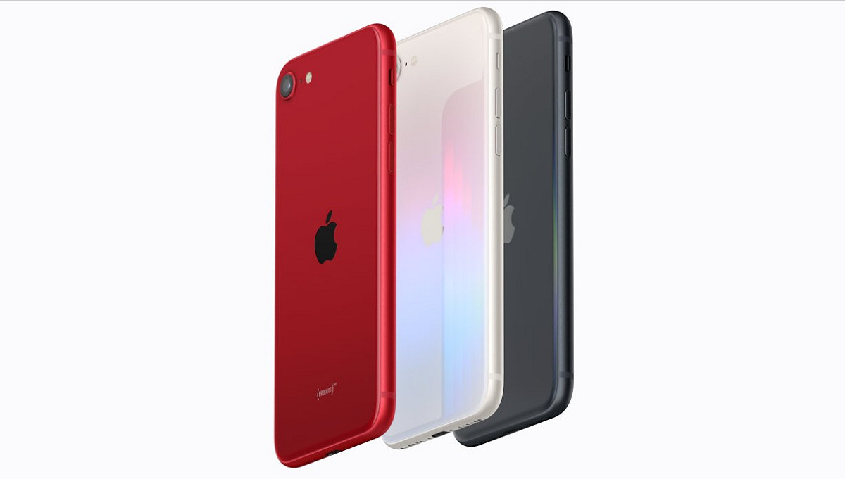 iPhone SE3推出3種顏色，分別是午夜色、星光色和紅色。 圖：翻攝自Apple官網