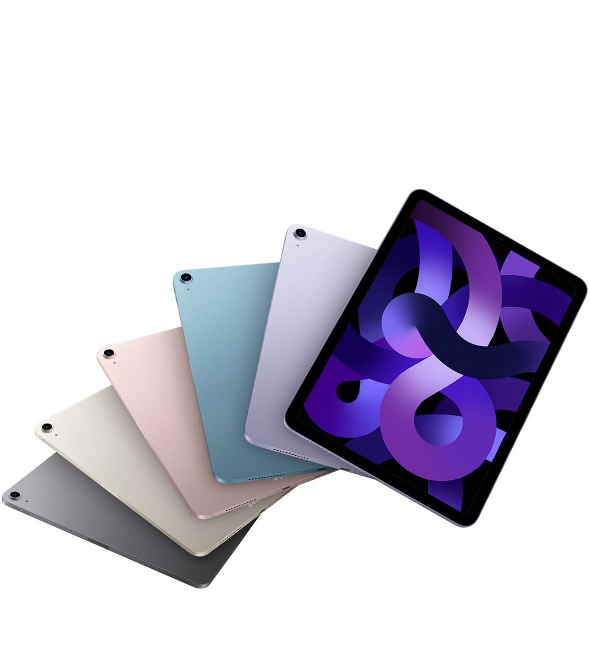 iPad Air推出全新第五代，搭載M1晶片，擁有1200萬像素超廣角前置相機，並具備人物居中功能。 圖：翻攝自Apple官網