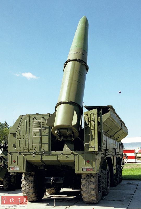 俄羅斯9K720「伊斯坎德爾」(Iskander-M；北約代號：SS-26「岩石Stone」)短程彈道飛彈。 圖：翻攝陸網/參考消息