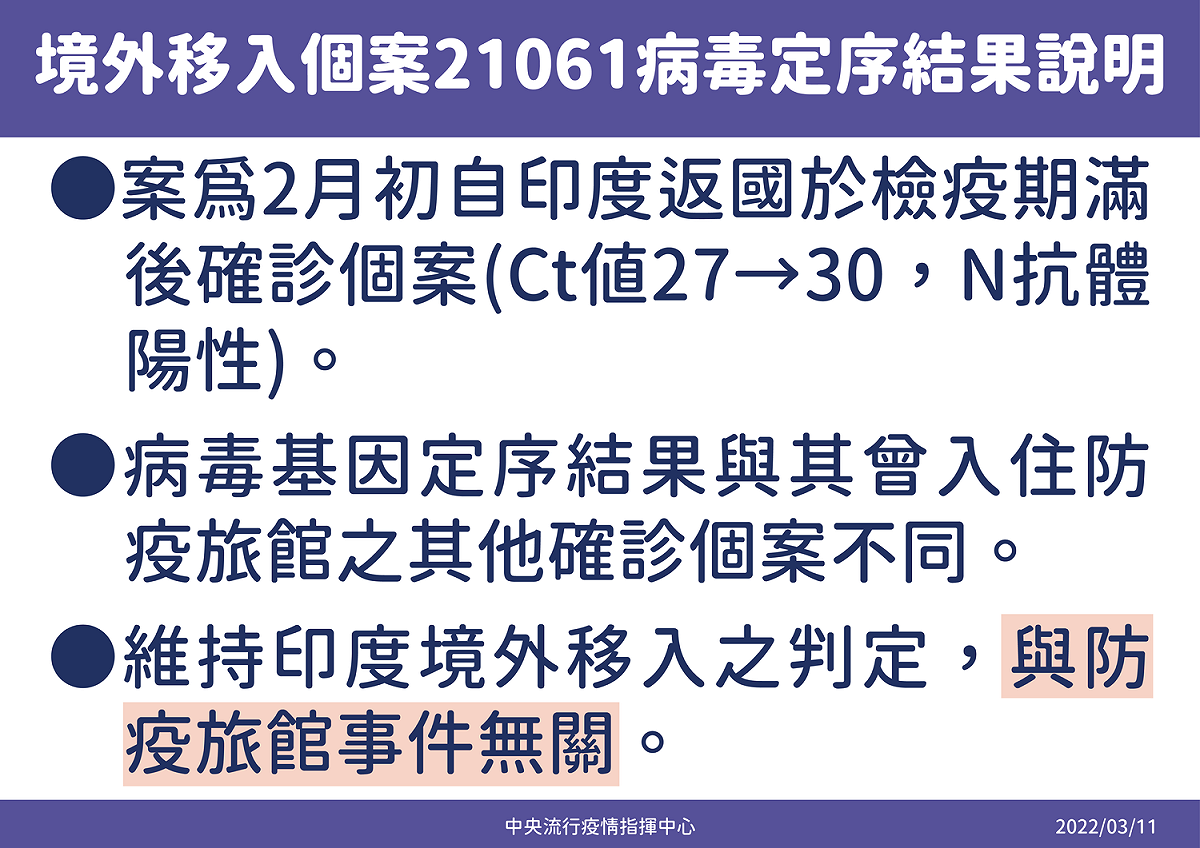 案21061病毒定序結果說明。 圖：中央流行疫情指揮中心/提供