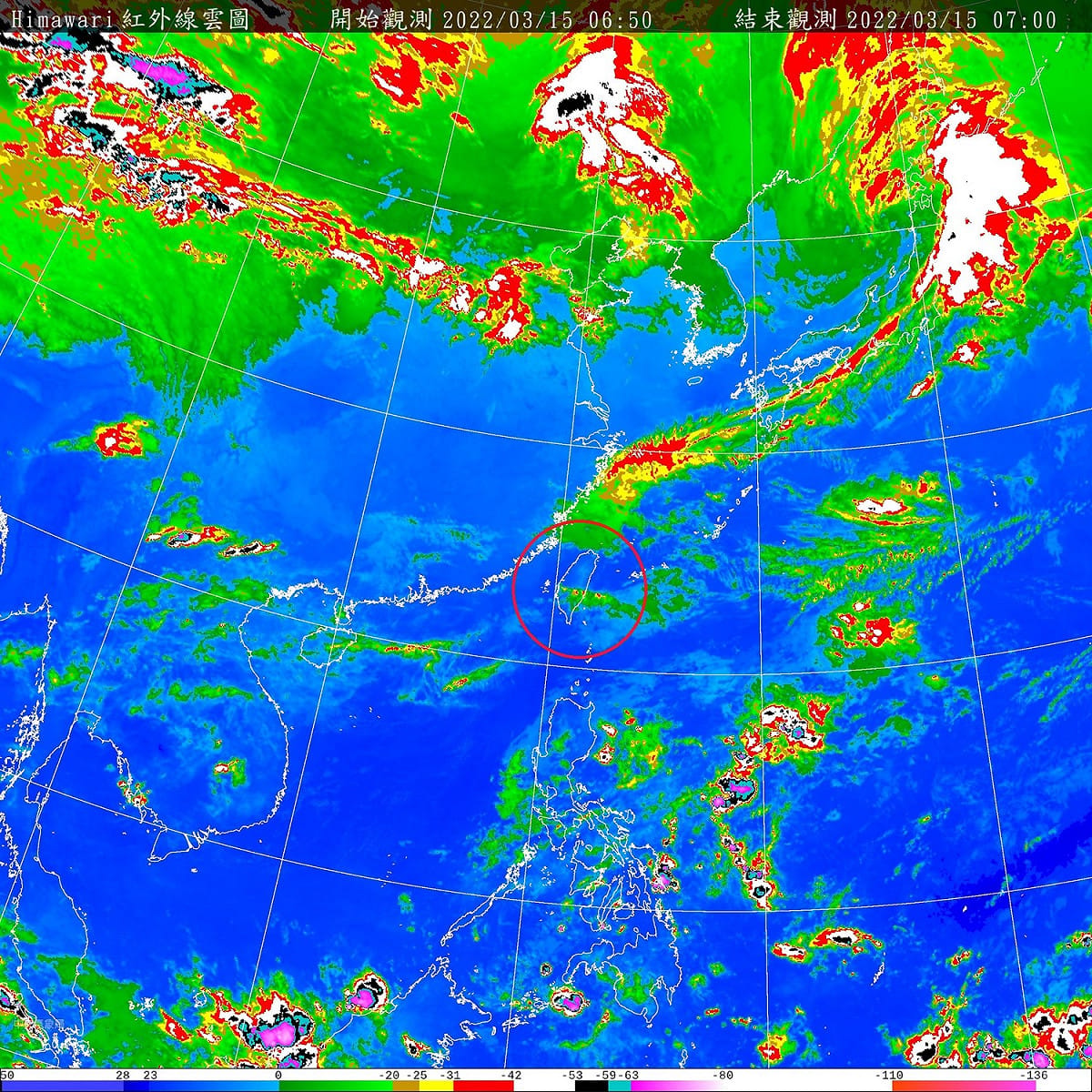 今天東半部地區與北部山區有局部短暫陣雨，午後中部山區也有零星短暫陣雨，其他地區包括澎湖、金門、馬祖大多為多雲到晴的天氣。 圖：中央氣象局/提供