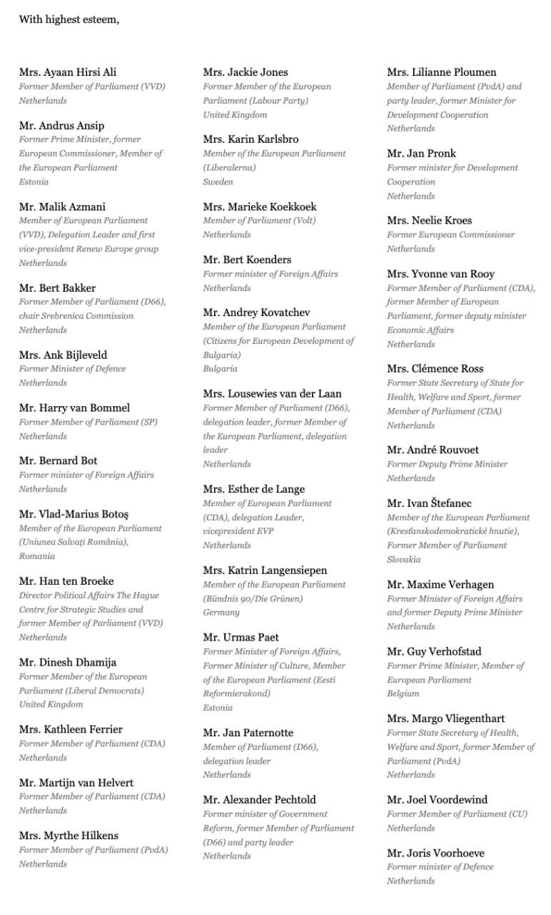 信件連署者。 圖：翻攝自https://www.nobelprizeforukraine.org/