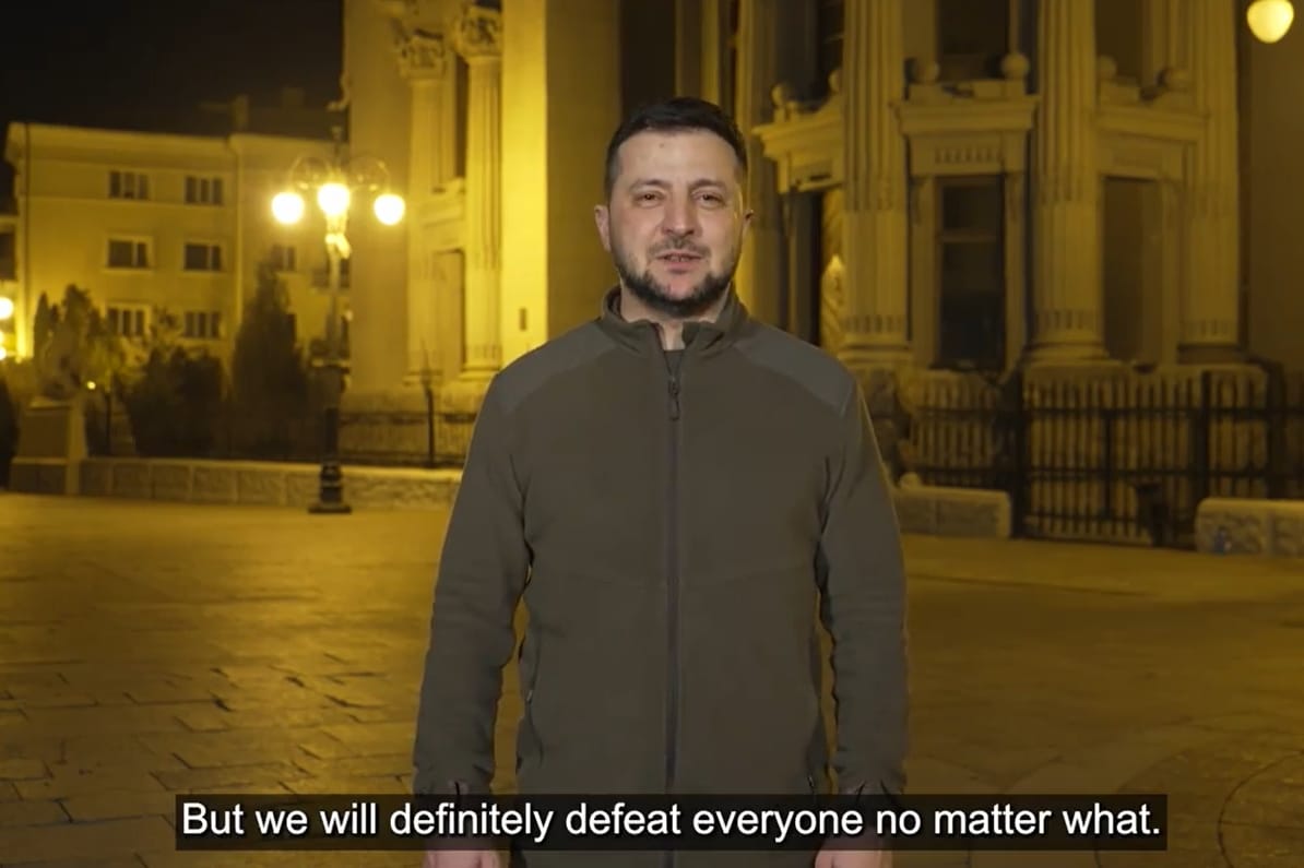 烏克蘭總統澤倫斯基（Volodymyr Zelenskiy）在臉書直播要求與俄羅斯舉行有意義的和平會談。 圖/澤倫斯基臉書粉專