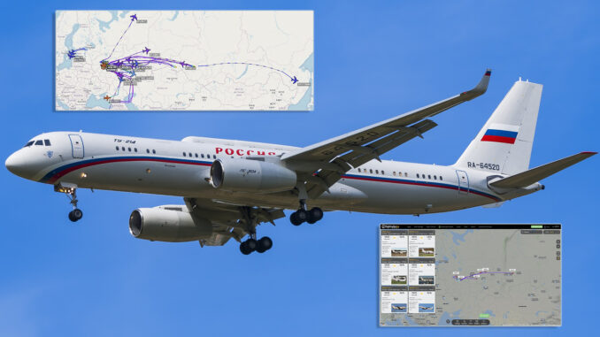 有「末日飛機」之稱的俄羅斯Tu-214PU-SBUS，日前突然升空，且曝光飛航動態。 圖：翻攝環球網