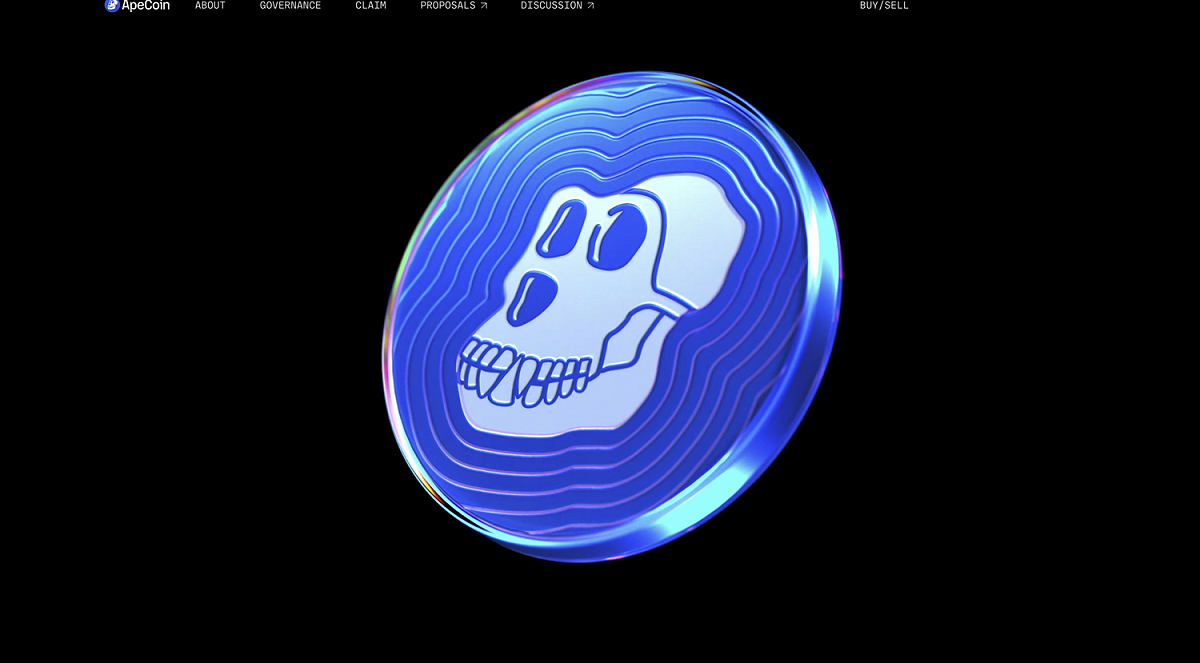 知名NFT無聊猿在上週推出自家加密貨幣Apecoin，目前市值29億美金。 圖：截自Apecoin網站