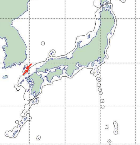 日本防衛省發佈消息稱，一艘俄羅斯海軍偵察船 20 日在長崎縣對馬海峽間的海域往返航行。 圖 : 翻攝自日本防衛省