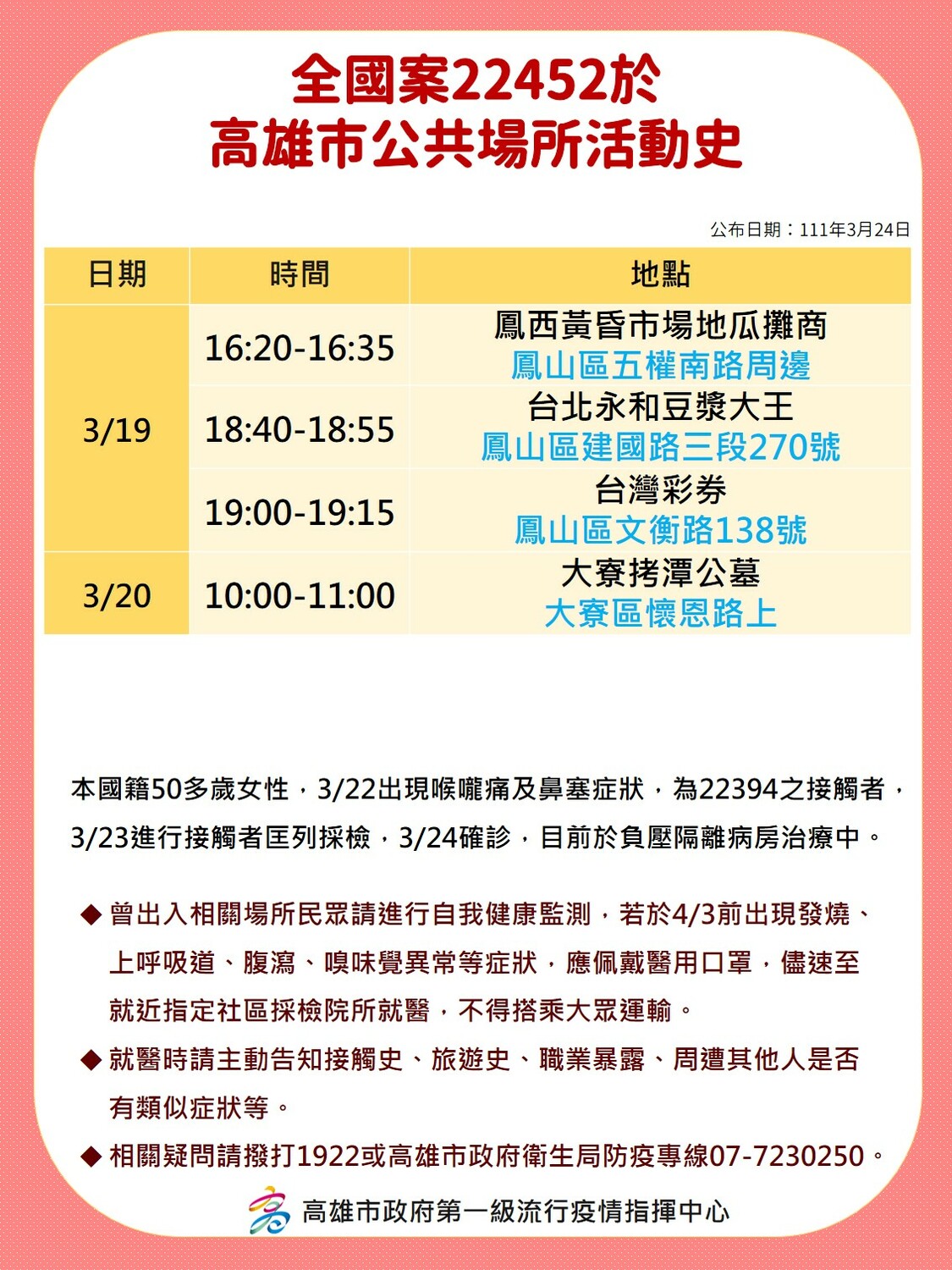 案22452號足跡。 圖：高雄市衛生局提供