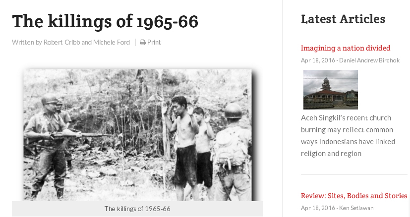 「1965-66排華運動大屠殺」研討會在雅加達登場，這是印尼官方首度針對此議題進行討論。 圖：翻攝Inside Indonesia官網