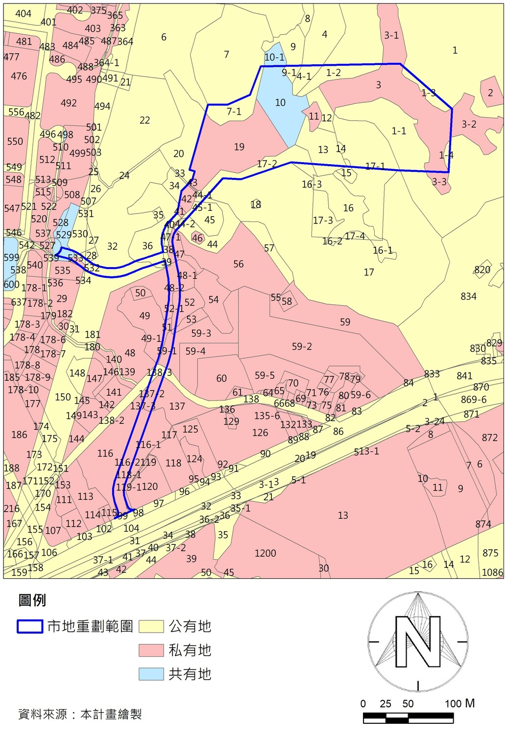 重劃範圍權屬圖。 圖：新北市城鄉局提供
