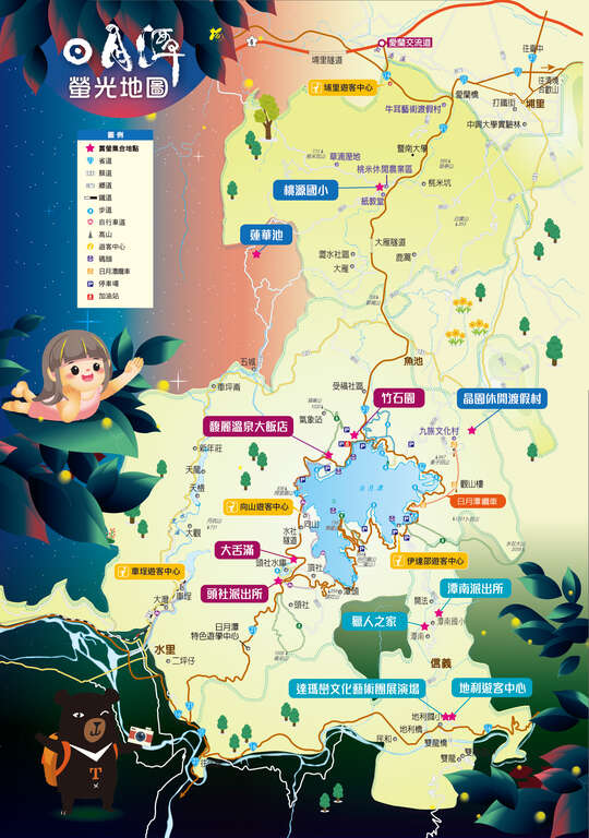 2022日月潭星光螢火季賞螢地圖。 圖：翻攝自日管處官網