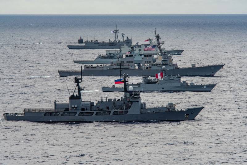 美國第 28 屆環太平洋軍事演習（RIMPAC）將於6 月 29 日到 8 月 4 日舉行。（圖為2018 年 7 月的環太軍演） 圖 : 翻攝自美國海軍