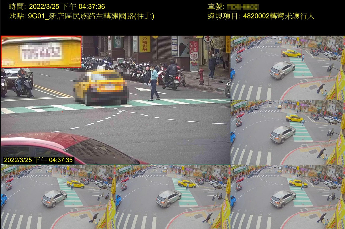 車輛不停讓行人。 圖：新北市交通局提供