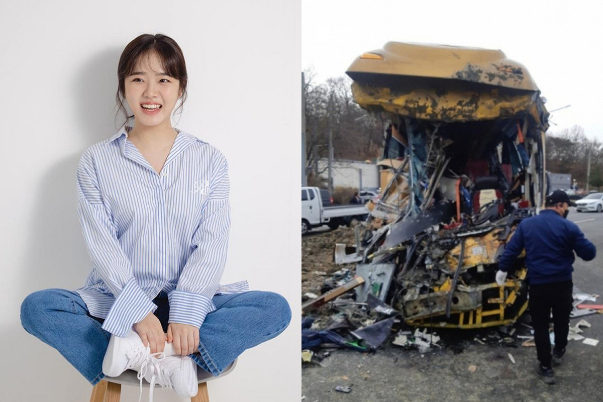 金香起正在拍攝新劇《朝鮮精神科醫師劉世風》；載著劇組人員的巴士發生死亡車禍，車頭全毀。 圖：翻攝自IG/kimsmell1、韓網NAVER