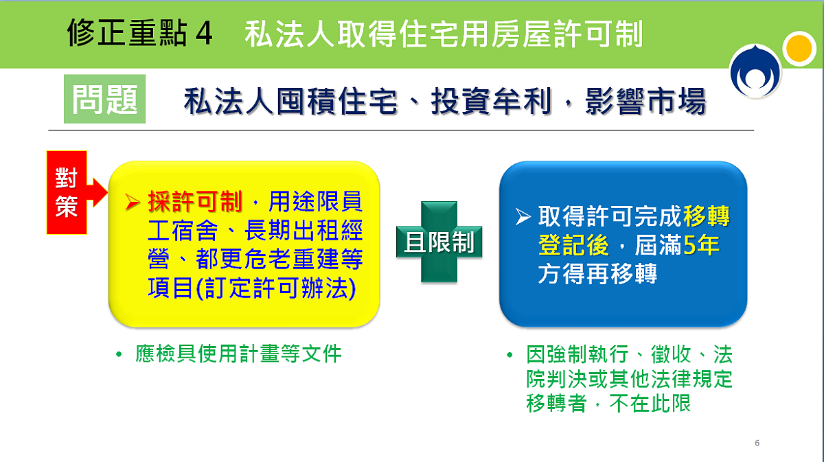 行政院會今（7）日通過內政部擬具「平均地權條例」修正草案，修正重點之四。 圖：內政部提供