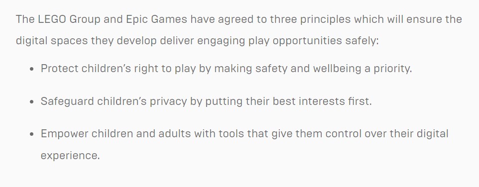 這兩家公司公布了他們認為將指導其創建的三項原則。 圖：翻攝自Epic Games官網
