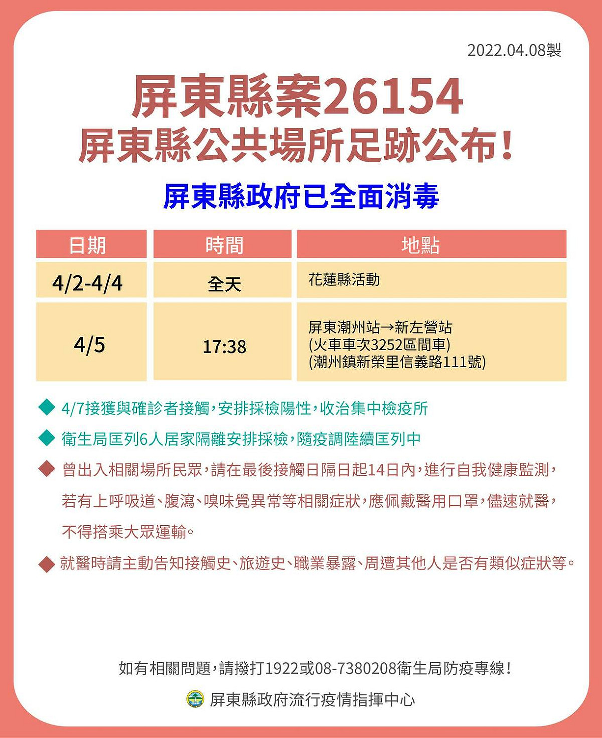 屏東＋7足跡曝！曾去全聯、市場、夜市 屏基護理師2採陰將3採