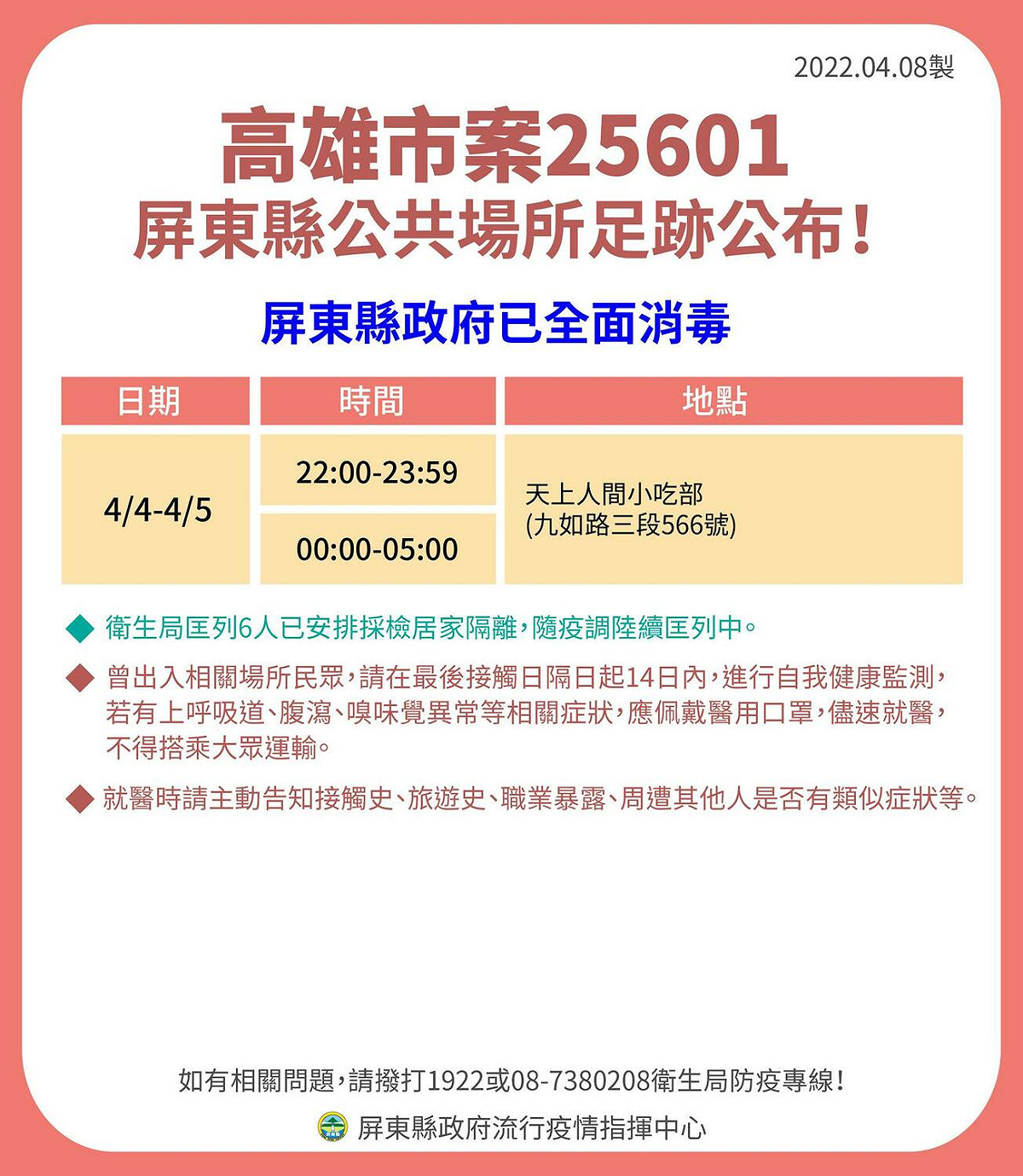 屏東＋7足跡曝！曾去全聯、市場、夜市 屏基護理師2採陰將3採