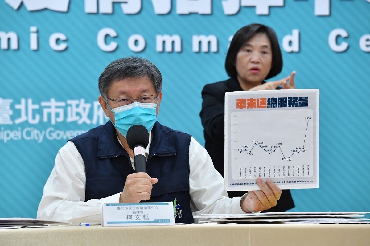 柯文哲預估台灣疫情還要再燒２個月才會達感染高峰。 圖：台北市政府／提供
