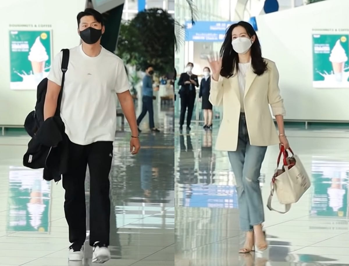 玄彬、孫藝真昨(11)日飛往美國度蜜月。 圖：翻攝自YouTube/뉴스엔·NewsenTV·KOREA Entertainment news