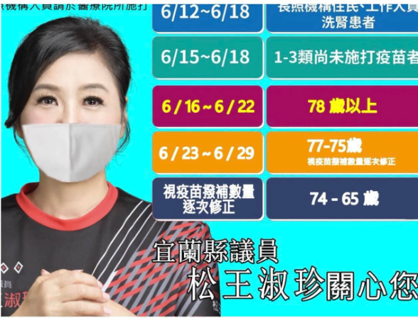 有網友發現，松王淑珍貼在臉書上的戴口罩圖片也是P上去的，目前已下架。 圖：擷取自松王淑珍臉書
