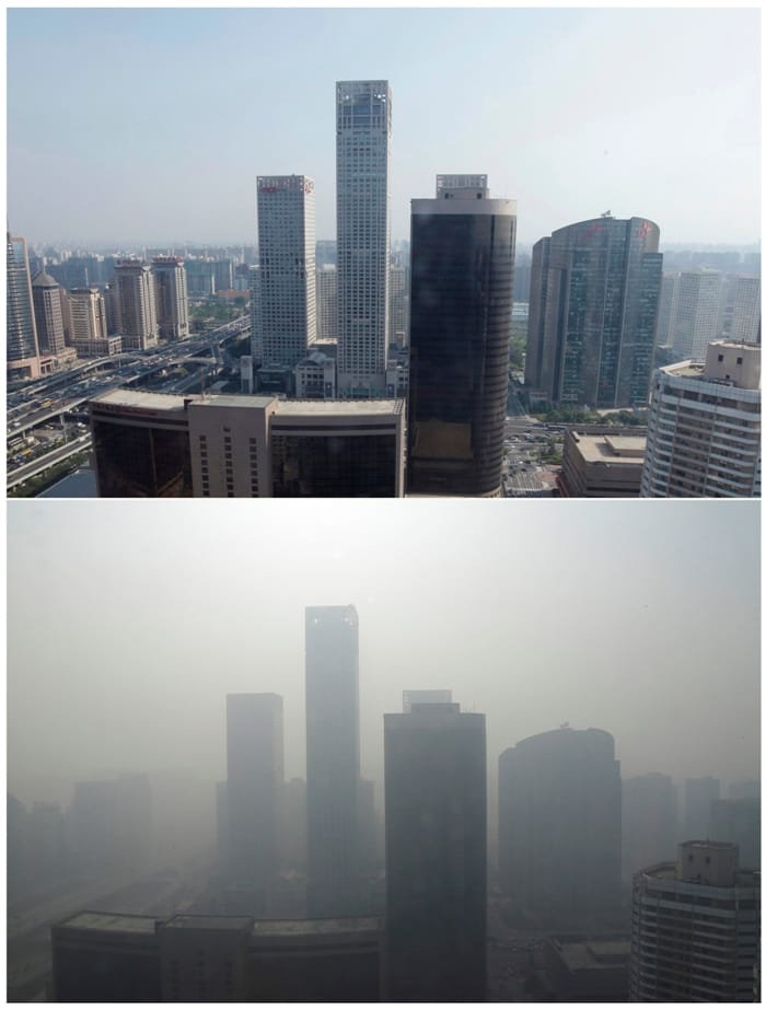 聯合國兒童基金會31日公佈1份報告，指出上億兒童遭受嚴重空氣汙染的危害。圖為北京空污的情況。 圖：達志影像/路透社資料照片