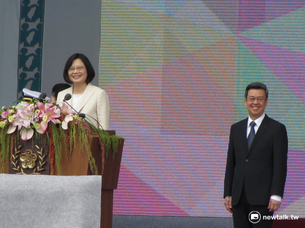 總統蔡英文20日發表就職演說，細宣示新政府將扛起經濟轉型、社會安全網、落實公平正義、區域和平與外交全球5大承擔。 圖：邱珮文/攝