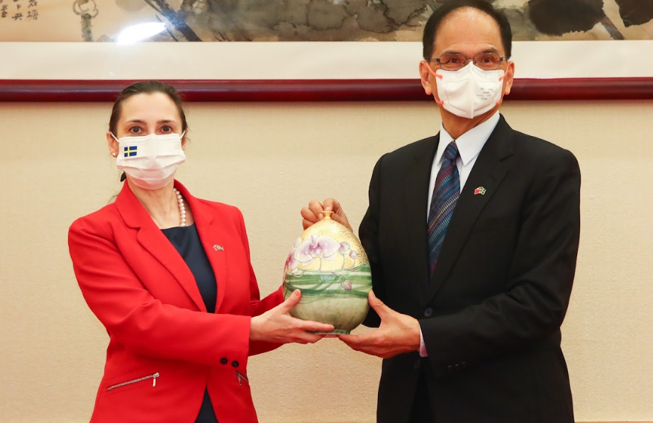 游錫堃今天接見瑞典暨歐洲議會議員聯合訪團。 圖：立法院提供