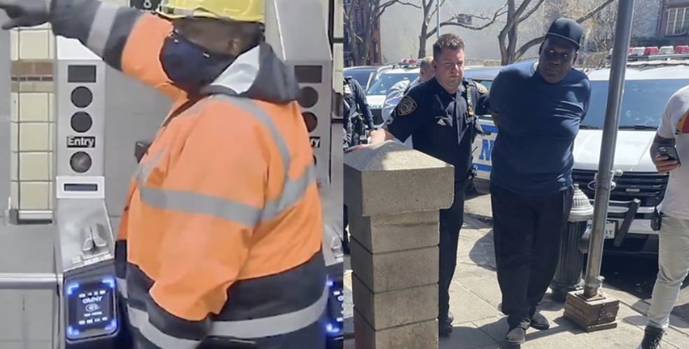 警方在紐約街頭逮捕造成紐約布魯克林地鐵槍擊案的嫌犯弗蘭克•詹姆斯，竟被「吐槽」花太久時間。 圖 : 擷取自twitter