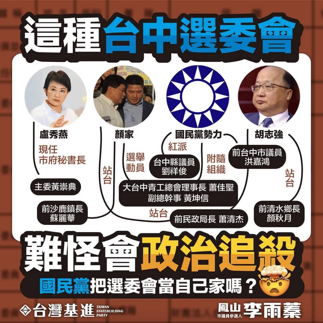李雨蓁列舉台中市選委會成員名單，痛批台中市政府好意思說是獨立機關？根本就是附隨組織。 圖：台灣基進提供
