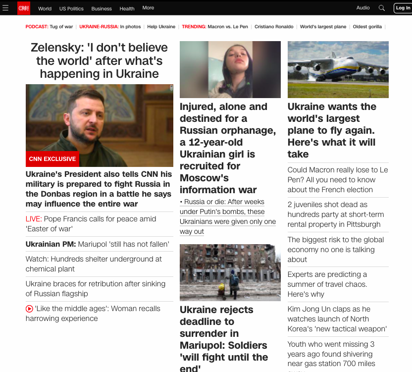 烏克蘭總統澤倫斯基告訴美國有線電視新聞網（CNN），烏克蘭不會為了結束與俄羅斯的戰爭而放棄烏國東部的領土。 圖：翻攝自CNN網站