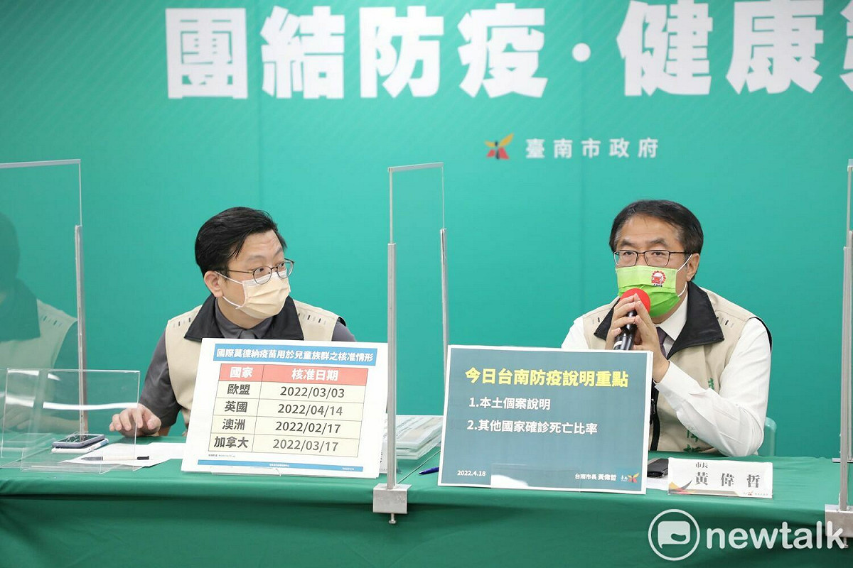 黃偉哲強調，對於6-11歲幼兒打疫苗的部分，台南市決定跟中央的步調一致，6-11歲的小學生，相當大的程度要依靠家長，南市府會給家長更多的時間去思考，並且提供相關的資訊，一定會徵得家長的同意，讓家長了解各項風險之後，才來幫他們的孩子決定是否施打。 圖：台南市政府提供
