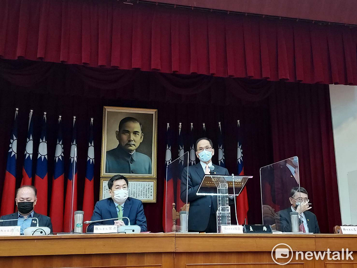 「中華民國各界慶祝111年國慶籌備委員會」今天成立，兼任籌委會主委的立法院長游錫堃致詞。 圖：陳佩君／攝